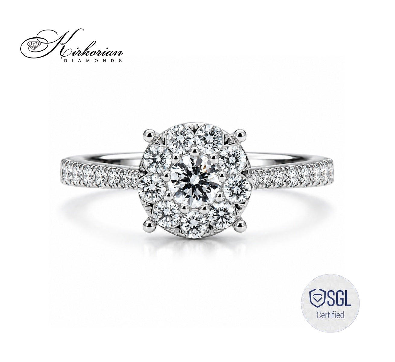 Premium white gold diamond engagement ring with natural diamonds