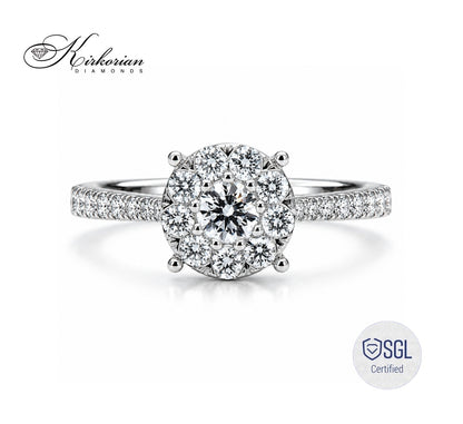 Premium white gold diamond engagement ring with natural diamonds