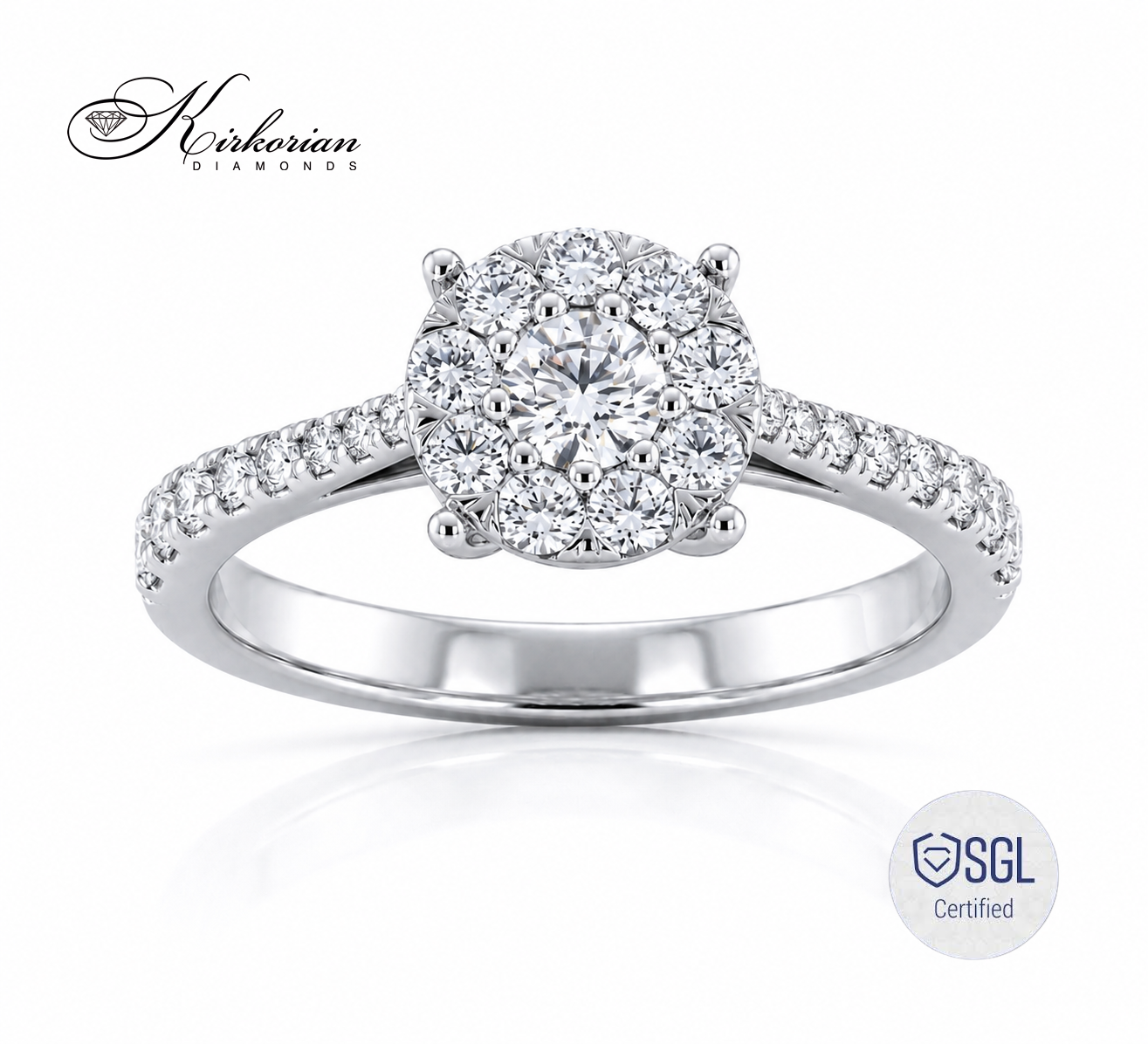 Годежен пръстен с естествени диаманти 0.71 ct от бяло злато 14K LR4835