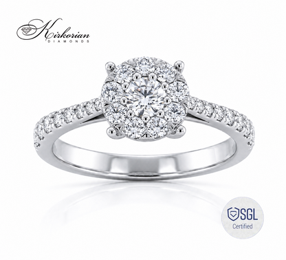 Годежен пръстен с естествени диаманти 0.71 ct от бяло злато 14K LR4835