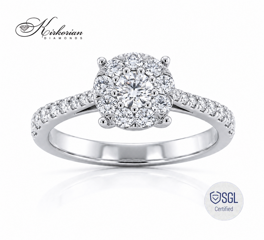 Годежен пръстен с естествени диаманти 0.71 ct от бяло злато 14K LR4835