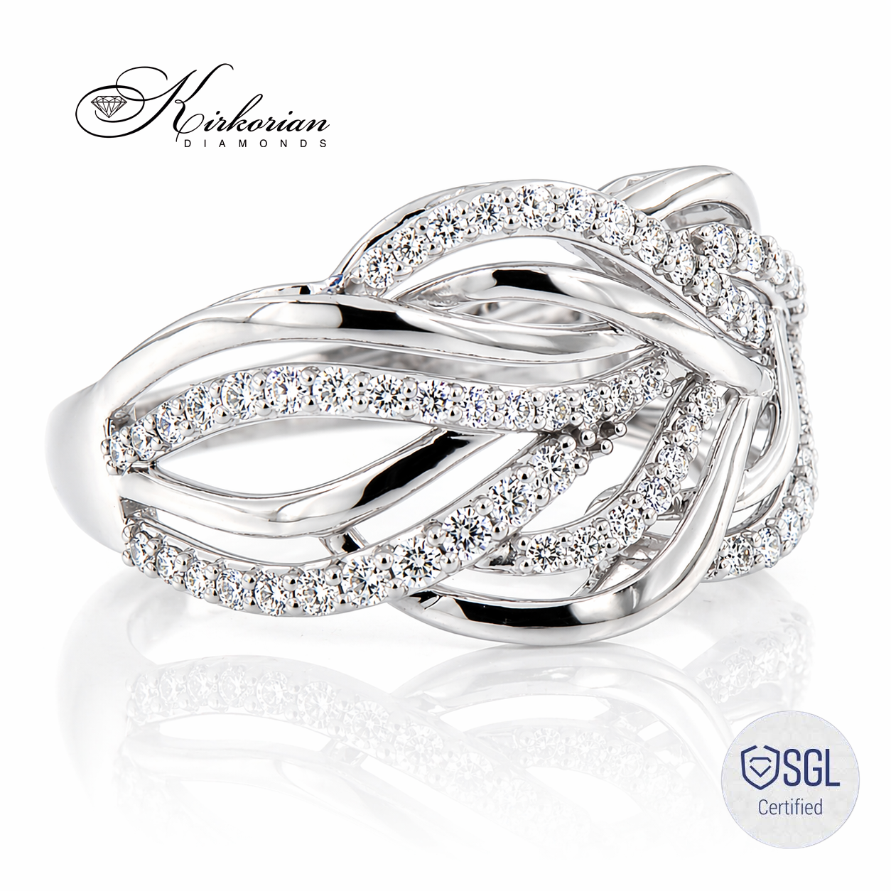 Модерен дамски пръстен с диаманти 0.55 ct