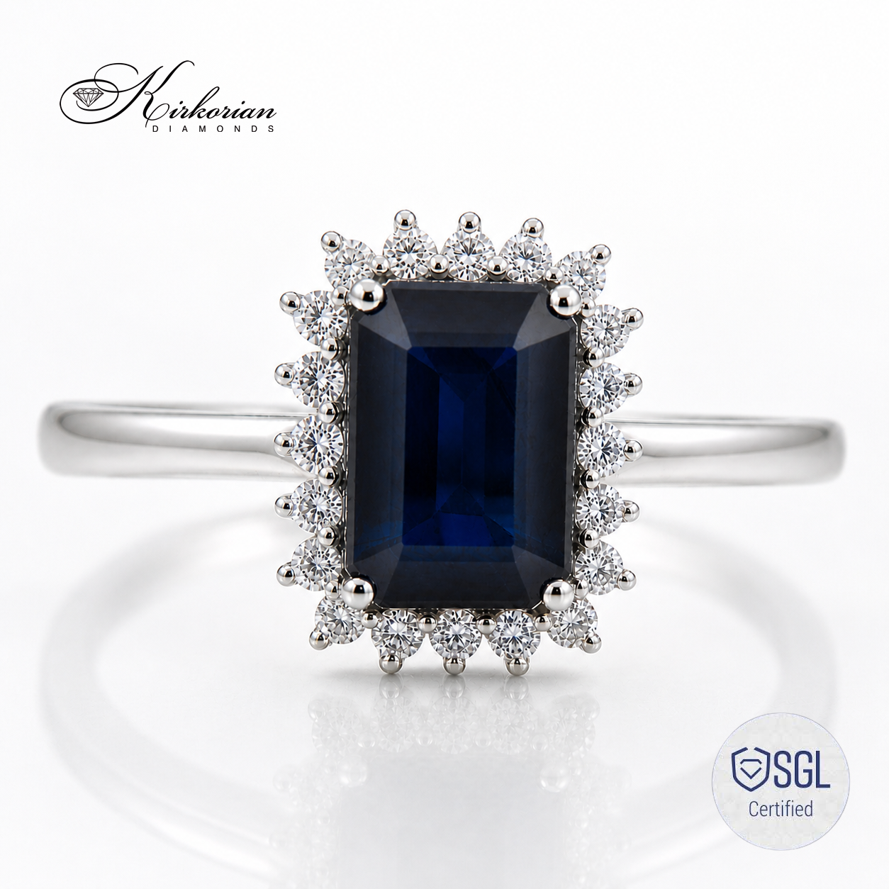 Луксозен sapphire ring с emerald cut сапфир и диаманти