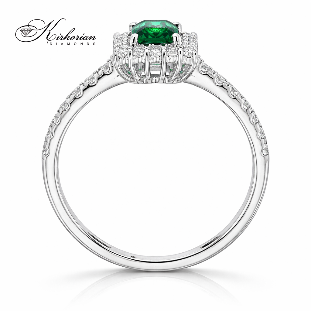 пръстен с турмалин и диаманти от бяло злато 14к LR5912