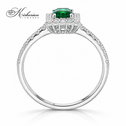 пръстен с турмалин и диаманти от бяло злато 14к LR5912