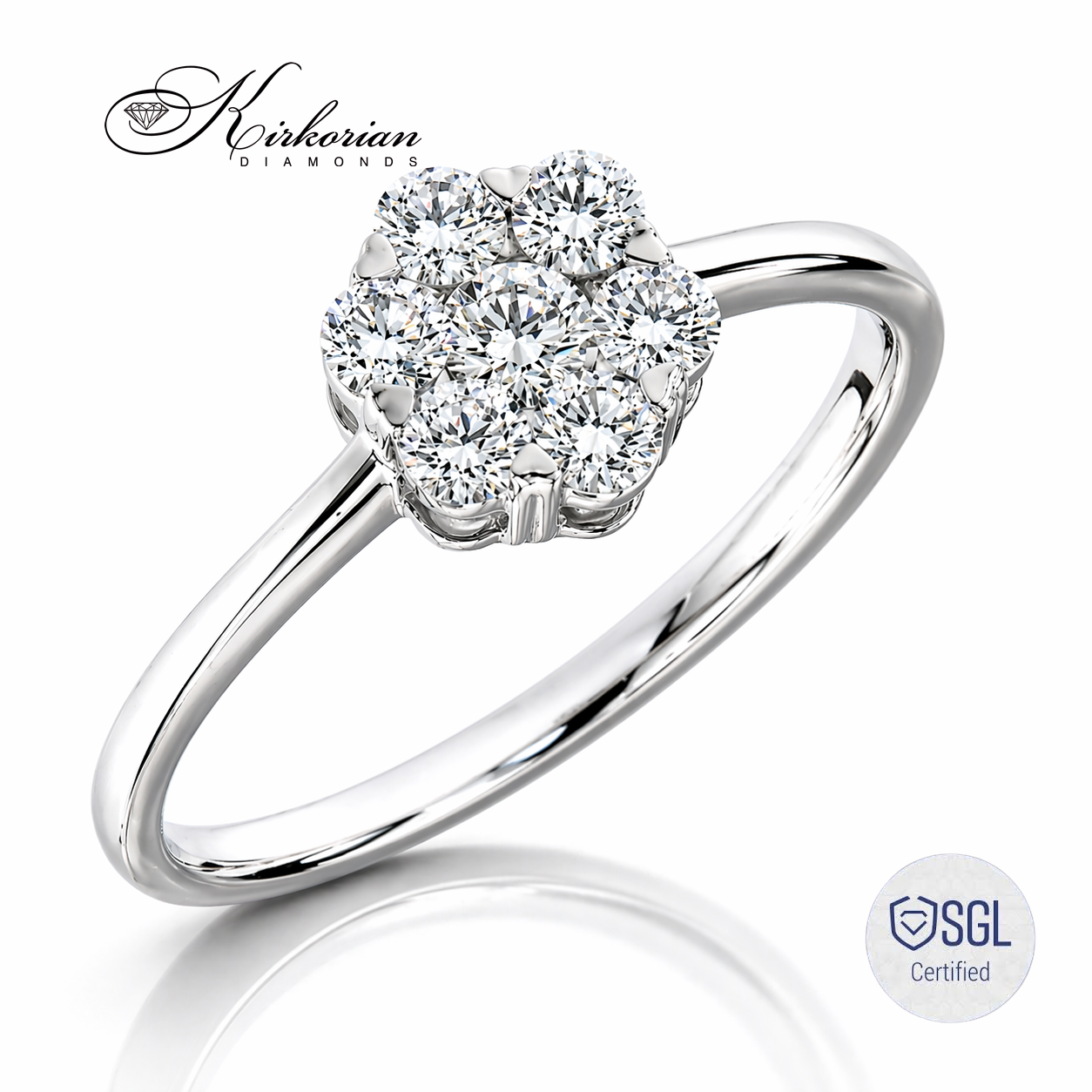 Луксозен пръстен цвете от бяло злато 14К с диаманти 0.37 ct LR5999