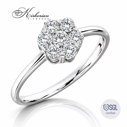 Луксозен пръстен цвете от бяло злато 14К с диаманти 0.37 ct LR5999