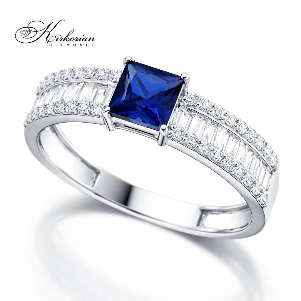 син сапфир princess пръстен с диаманти kirkorian diamonds