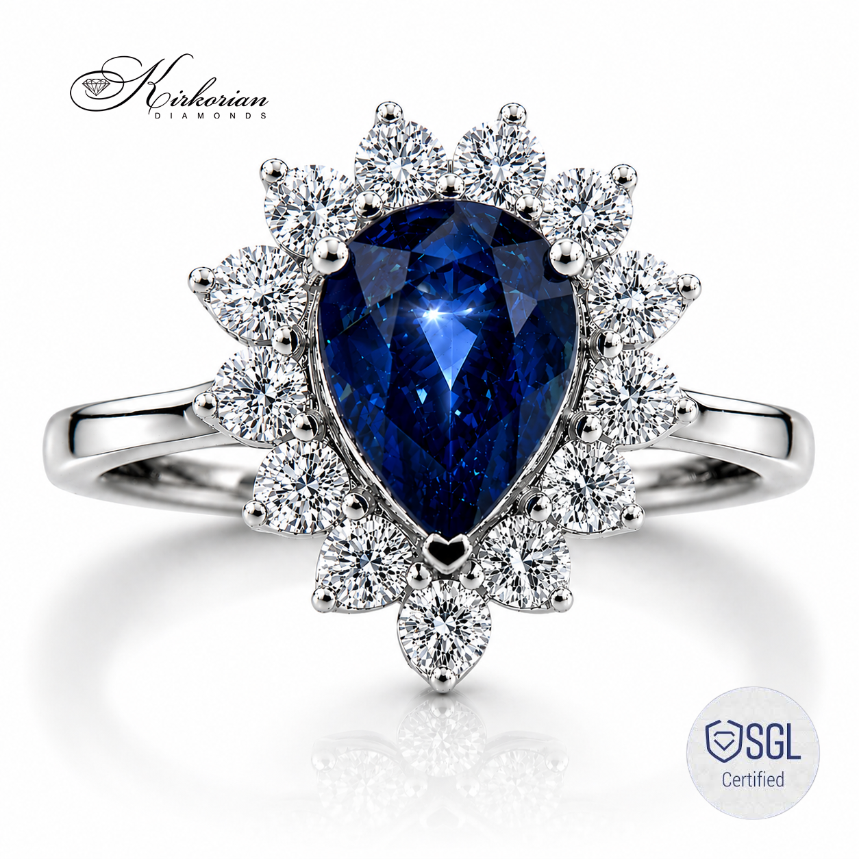 Пръстен от бяло злато 14К със сапфир 2.44 ct и диаманти LR6183