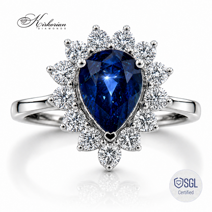Пръстен от бяло злато 14К със сапфир 2.44 ct и диаманти LR6183