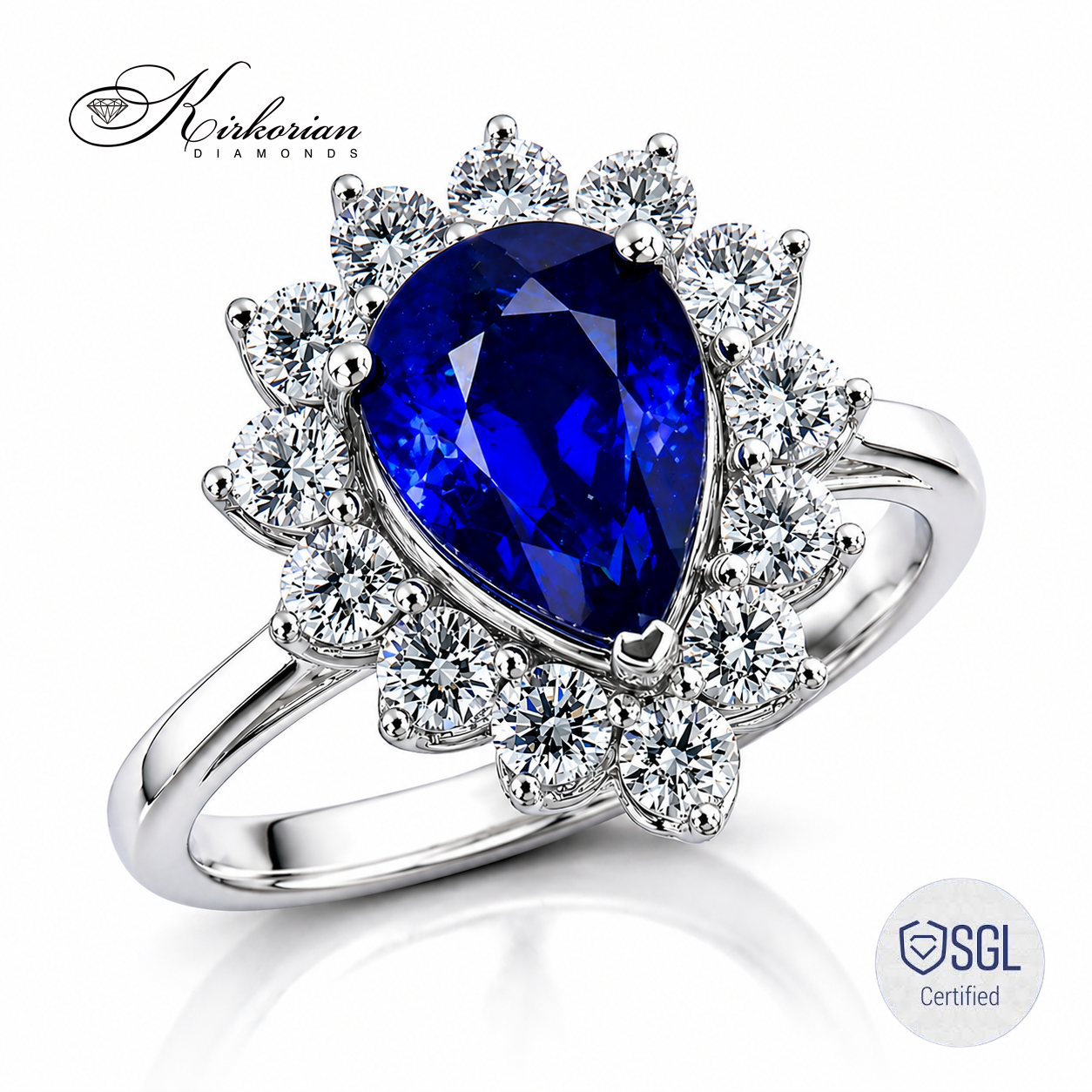 Луксозен sapphire ring с естествен сапфир и диаманти