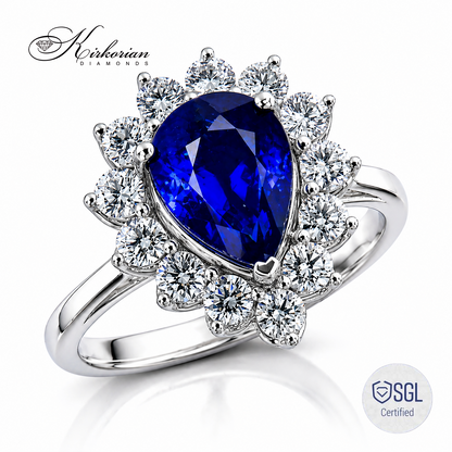Луксозен sapphire ring с естествен сапфир и диаманти