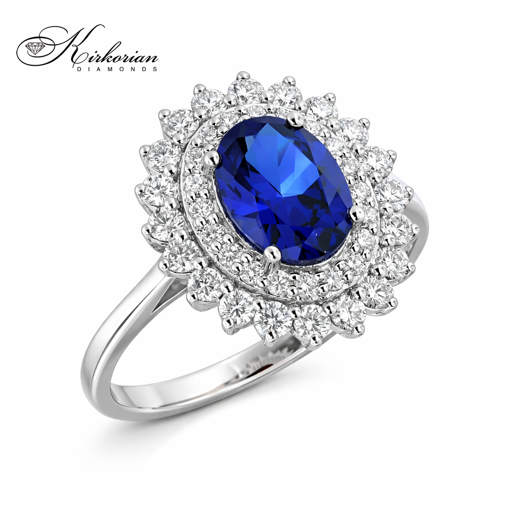 овален сапфир пръстен с диаманти kirkorian diamonds