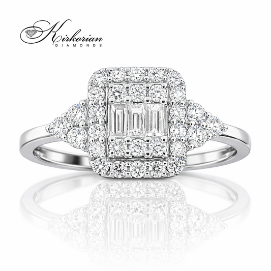 годежен пръстен с диаманти 0.56 ct бяло злато 14к kirkorian diamonds