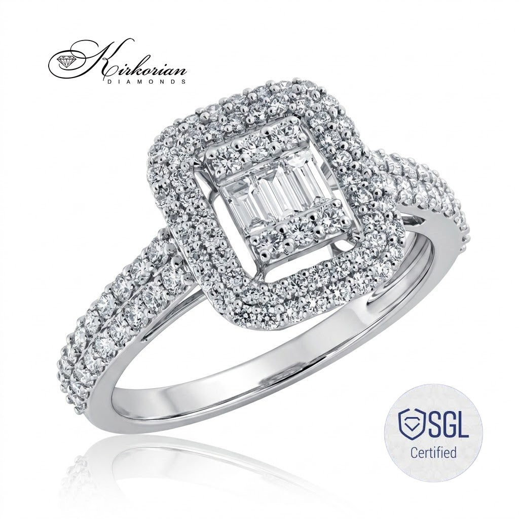 Годежен пръстен с багетни и кръгли диаманти 0.81 ct – LR6567AF