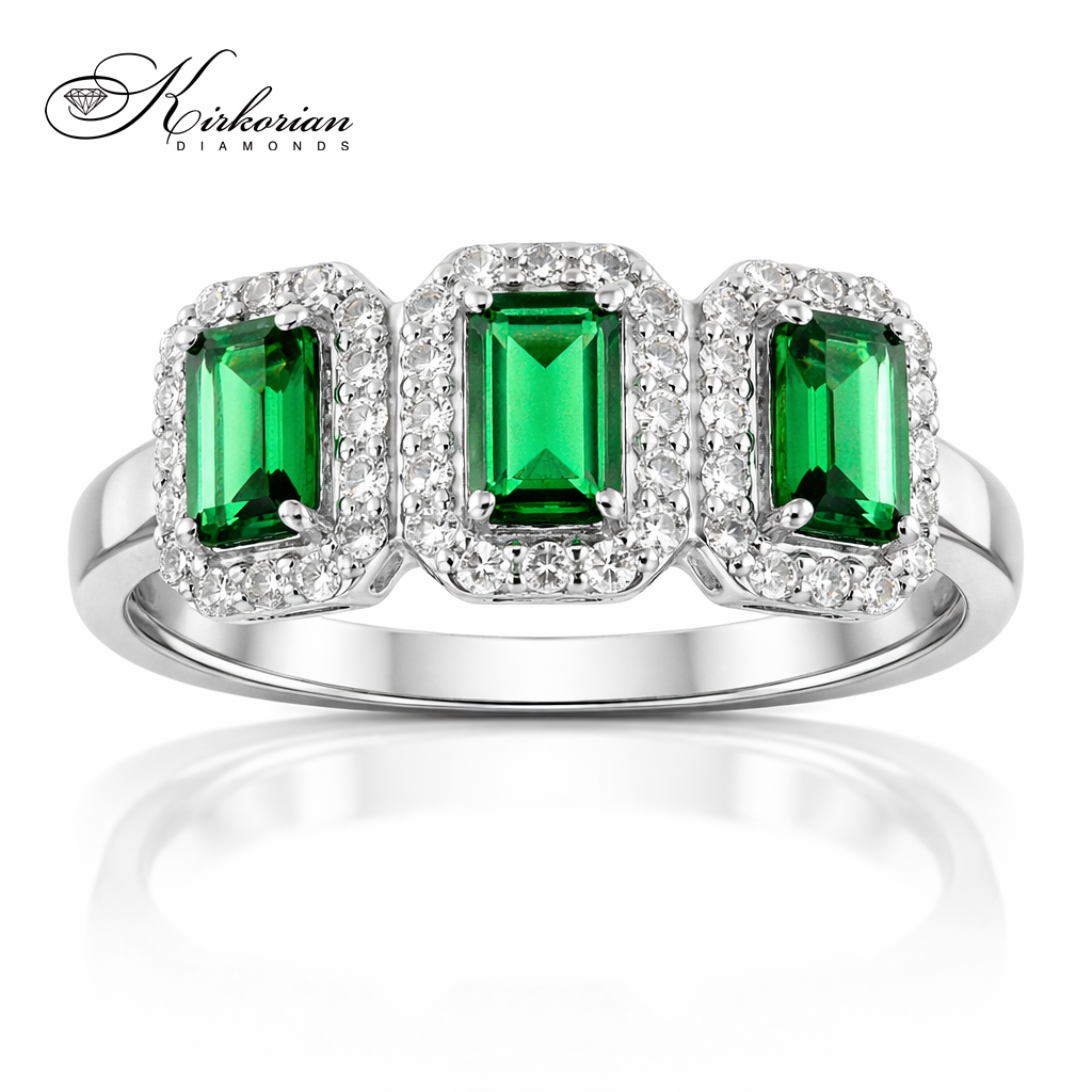 пръстен с турмалин и диаманти от бяло злато 14к LR6632