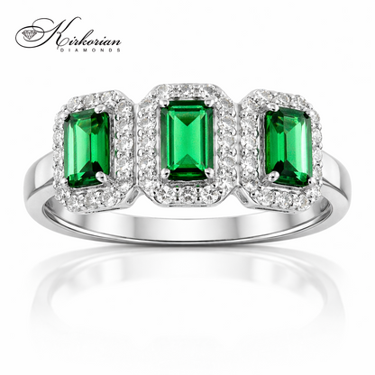 пръстен с турмалин и диаманти от бяло злато 14к LR6632