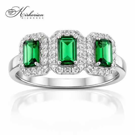 пръстен с турмалин и диаманти от бяло злато 14к LR6632