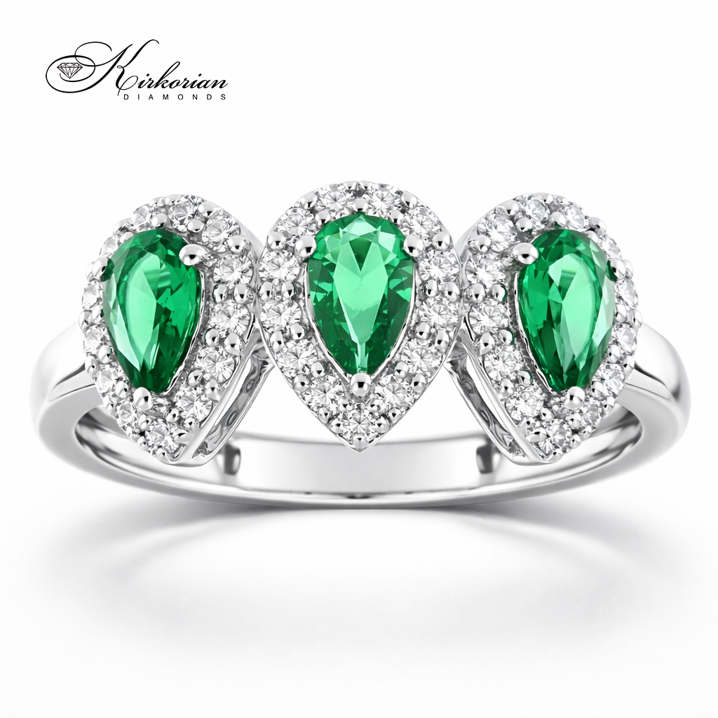 пръстен с турмалин и диаманти от бяло злато 14к LR6635