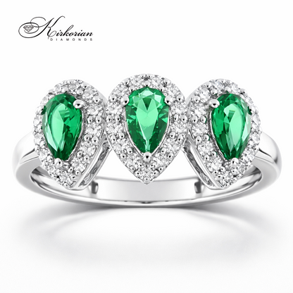 пръстен с турмалин и диаманти от бяло злато 14к LR6635