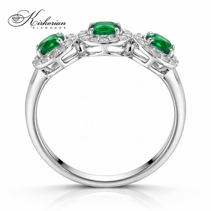 пръстен с турмалин и диаманти от бяло злато 14к LR6636