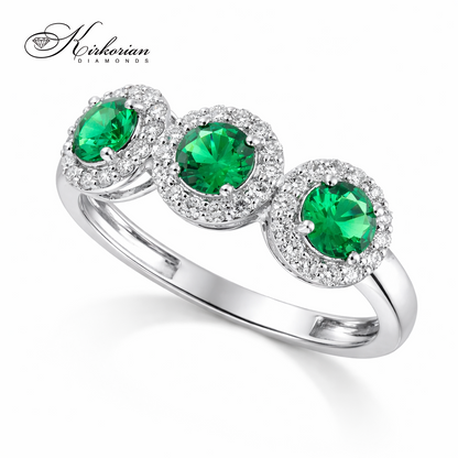 зелен турмалин пръстен с диаманти бяло злато kirkorian diamonds