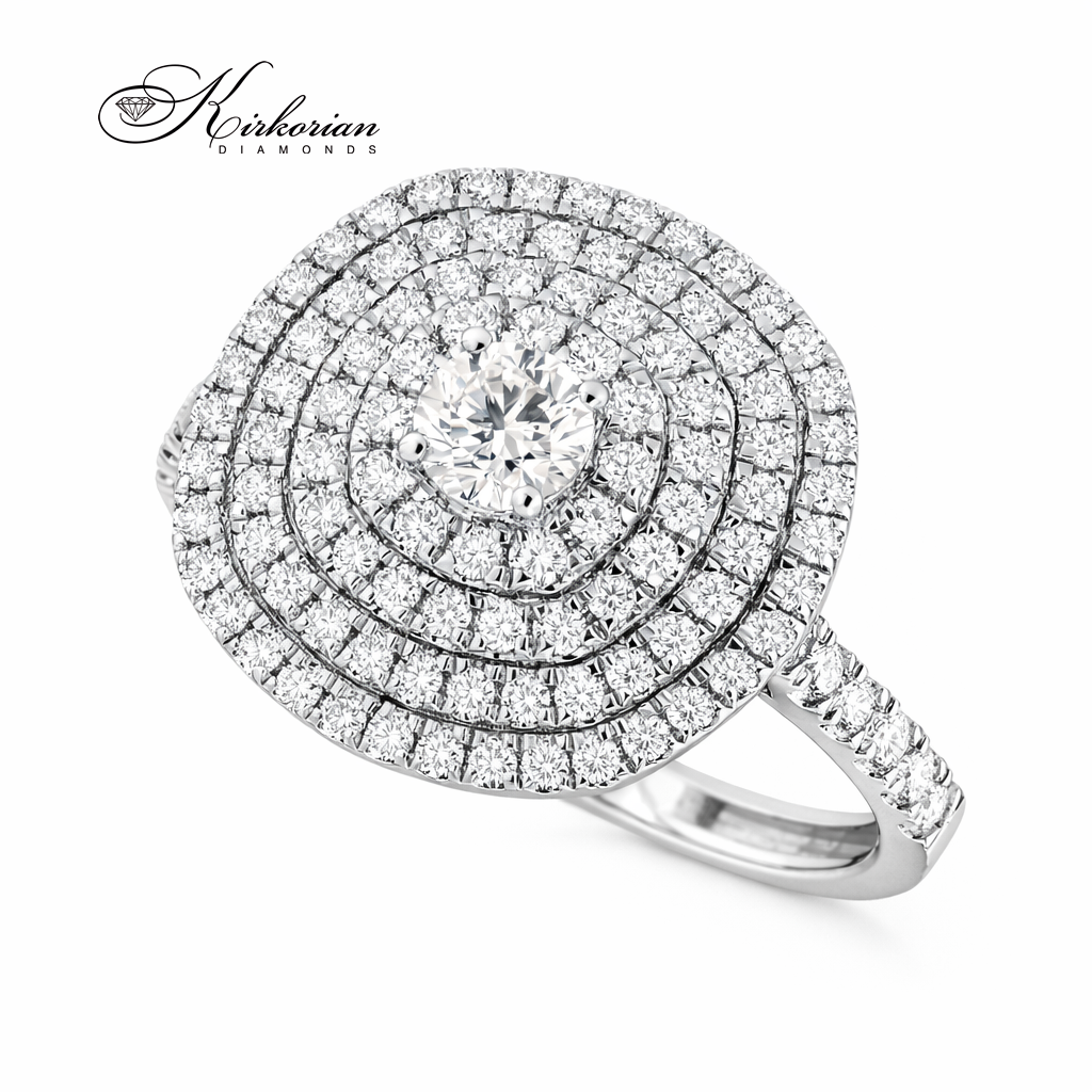 луксозен пръстен с 1 карат диаманти halo дизайн