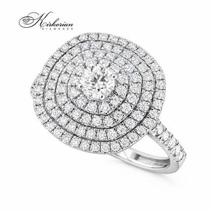 луксозен пръстен с 1 карат диаманти halo дизайн