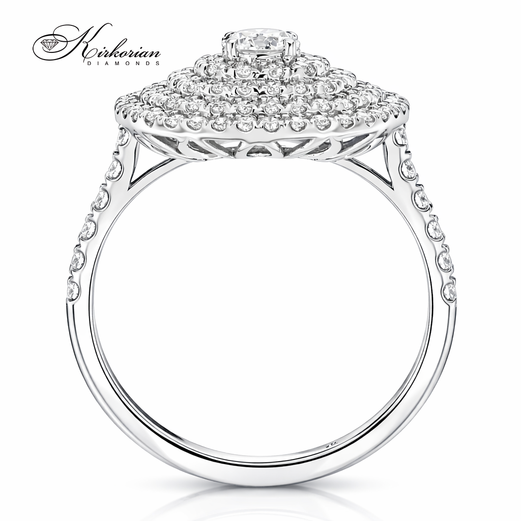 пръстен бяло злато с много диаманти 0.97 ct