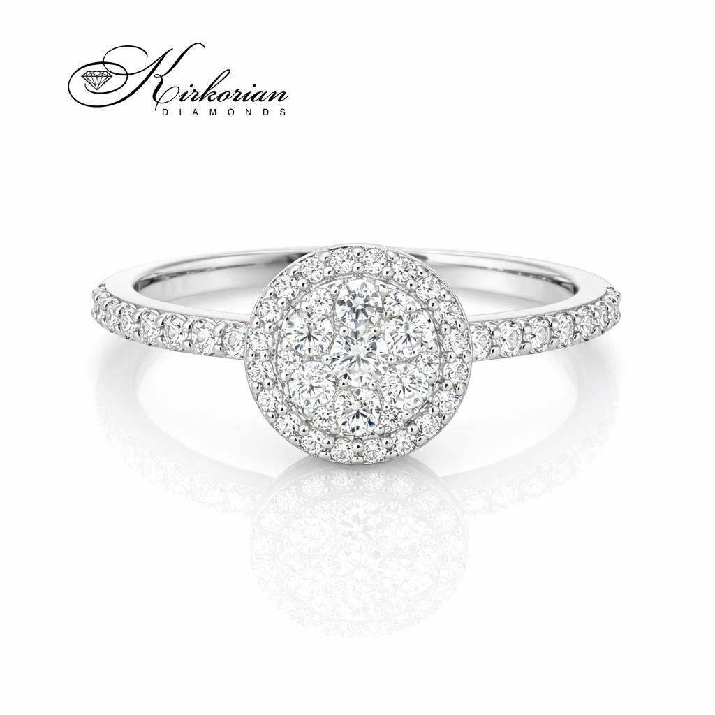 diamond halo engagement ring 0.51 ct white gold