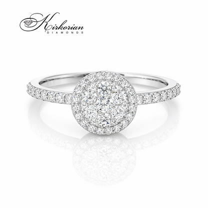 diamond halo engagement ring 0.51 ct white gold