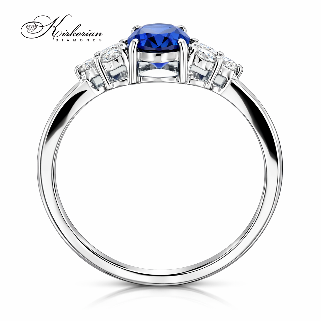 овален син сапфир пръстен с диаманти kirkorian diamonds