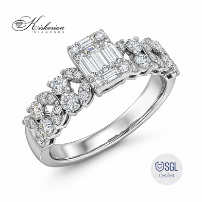 Luxury emerald cut diamond ring от бяло злато 14K