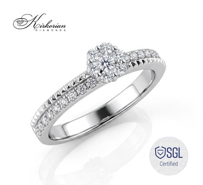 Luxury flower diamond ring от бяло злато 14K с естествени диаманти