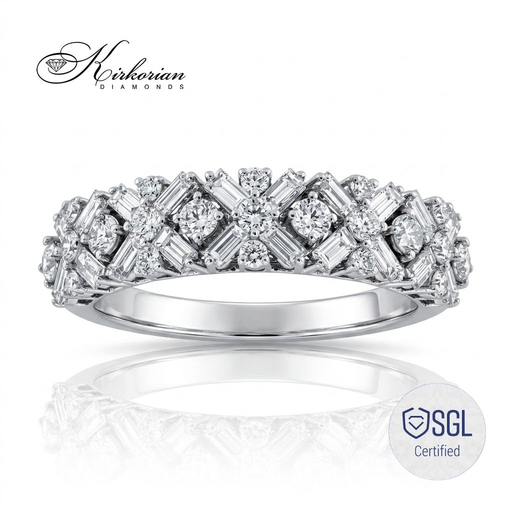Диамантена халка от бяло злато с багетни и кръгли диаманти 0.94 ct – LR8425AFV2