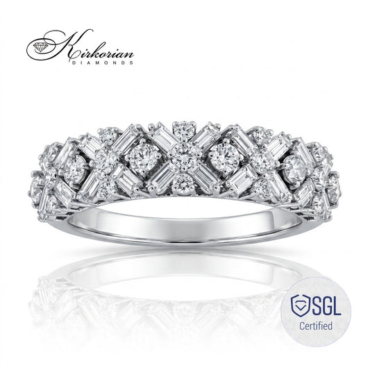 Диамантена халка от бяло злато с багетни и кръгли диаманти 0.94 ct – LR8425AFV2