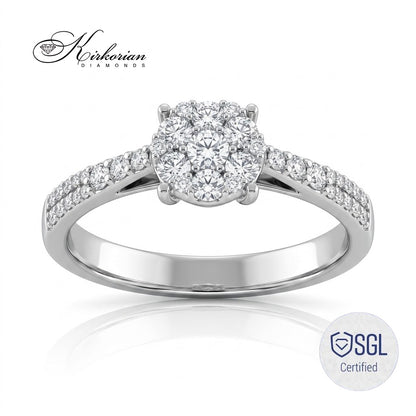 Сертифициран годежен пръстен от бяло злато с диаманти 0.37 ct