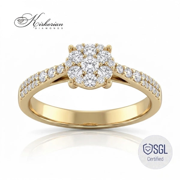Пръстен от жълто злато 14К с естествени диаманти 0.32 ct F/G VS и SGL сертификат – LR8952AFG