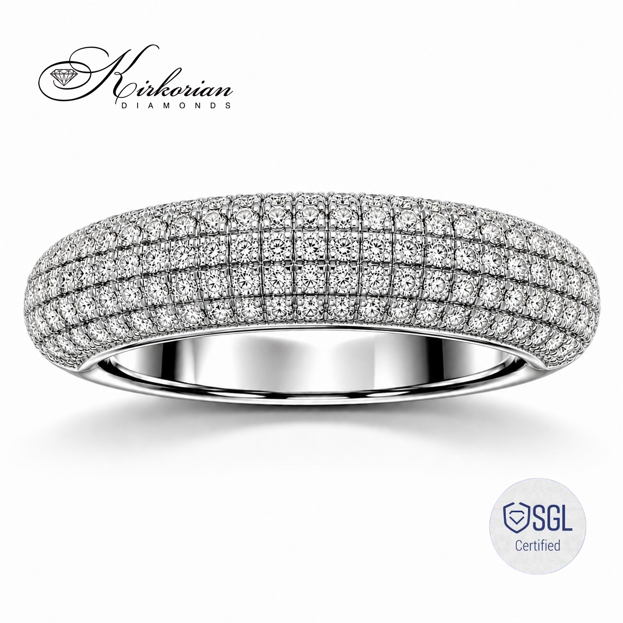 Луксозна брачна халка от бяло злато 14К с естествени диаманти 0.58 ct LR9190