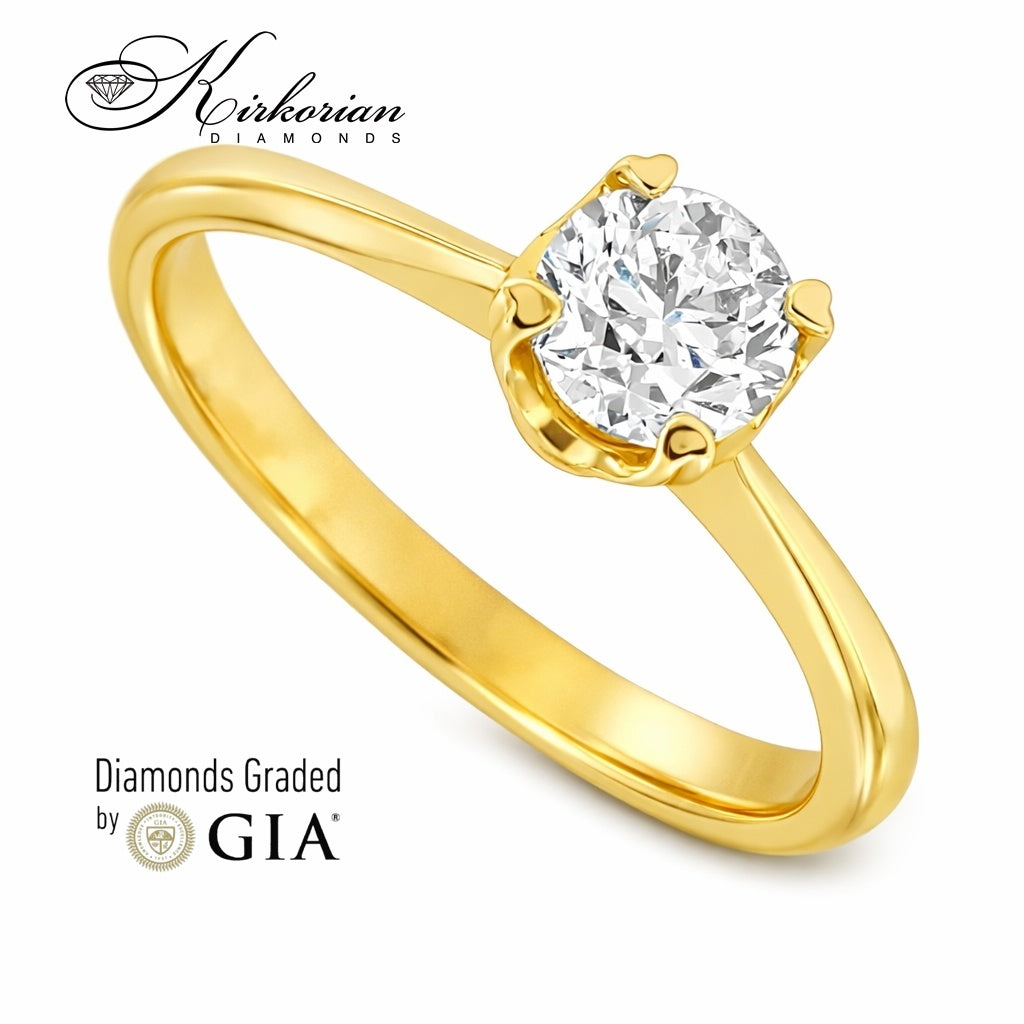 солитер пръстен жълто злато с диамант