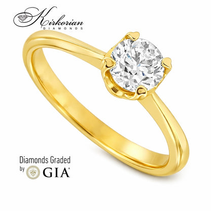 солитер пръстен жълто злато с диамант