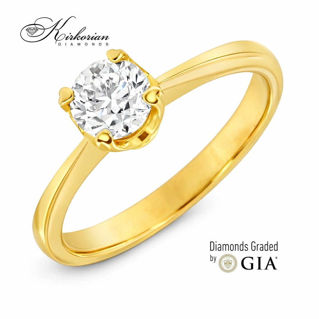 годежен пръстен жълто злато с диамант GIA