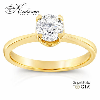 пръстен с кръгъл диамант жълто злато