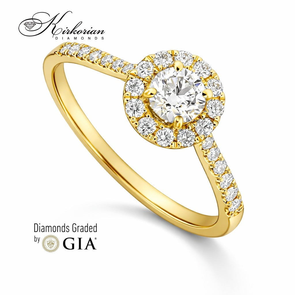 Годежен пръстен от жълто злато 18k с диамант 0.51ct GIA сертификат M108