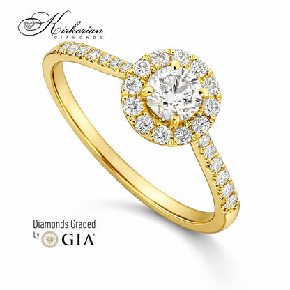 Годежен пръстен от жълто злато 18k с диамант 0.51ct GIA сертификат M108