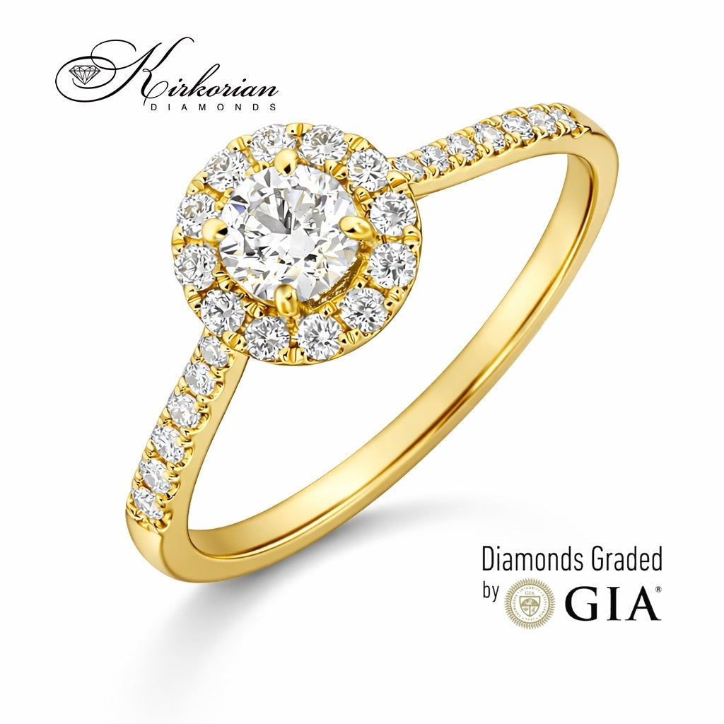Годежен пръстен от жълто злато 18k с диамант 0.51ct GIA сертификат M108