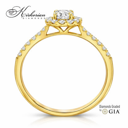 профил годежен пръстен 18K жълто злато диамант