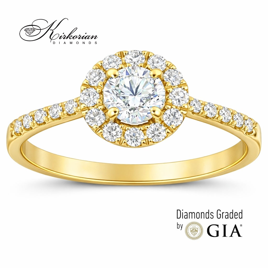 годежен пръстен жълто злато 18K диамант 0.51ct GIA