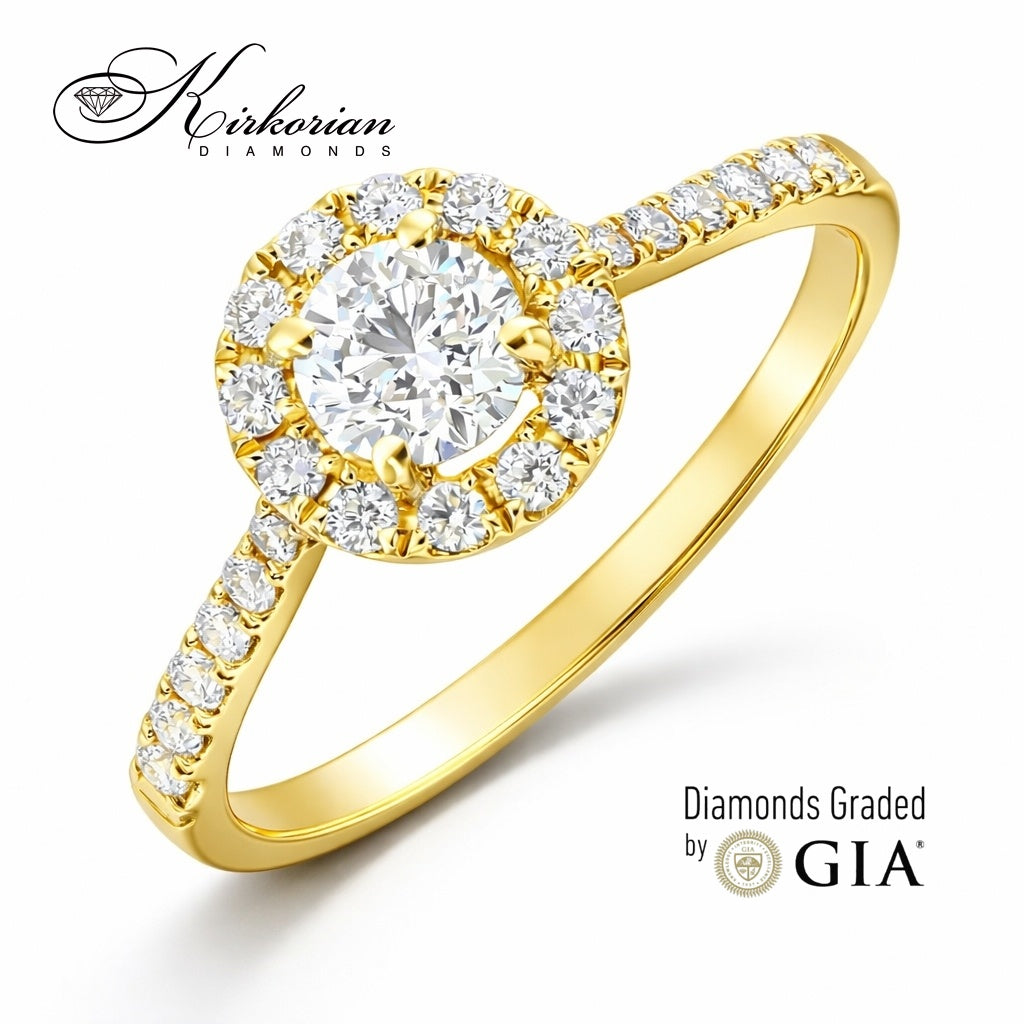 диамантен годежен пръстен 18K GIA сертификат 0.66ct