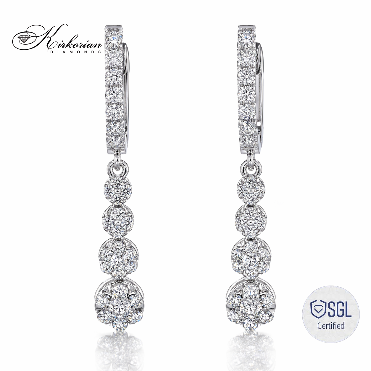 висящи обеци с диаманти 0.76 ct бяло злато 14К Kirkorian Diamonds